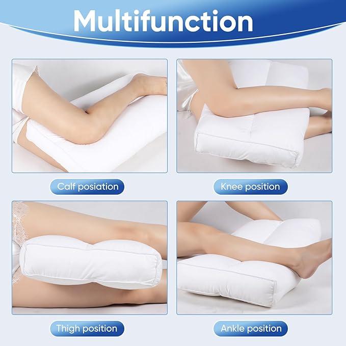 MINUPWELL Knee Pillow for Side Sleepers, 5" Leg Pillow for Side Sleeping, 100% Cotton Fabric Pillow for Between Knees While Sleeping - High Support Alternative for Relieving Leg, Back, and Knee Pain