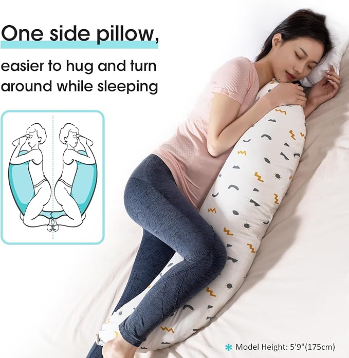 BYRIVER Firm C Shaped Pregnancy Pillows for Sleeping, Belly Hip Leg Knee Support Side Sleeper Body Pillow, Cuddle Snuggle Maternity Pillow, Zipper Cooling Jersey Cotton Pillowcase, Gifts for Mom