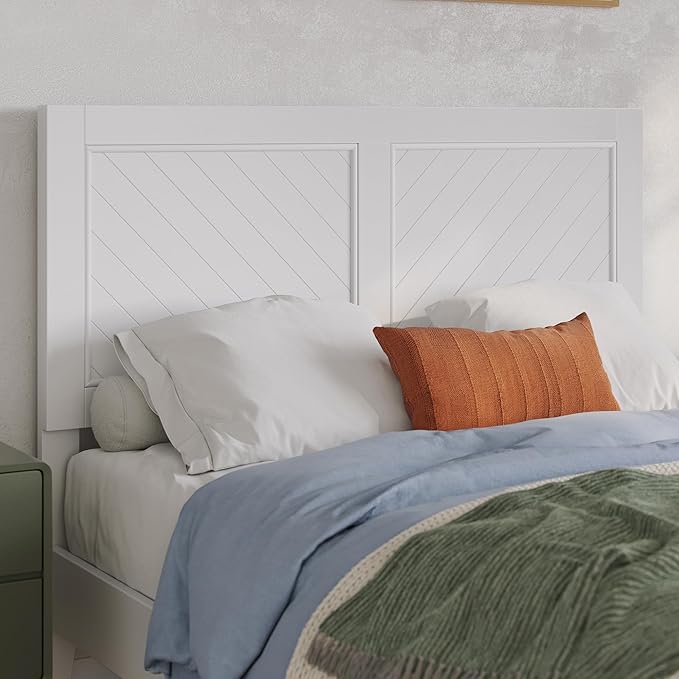 AFI, Canyon Full Solid Wood Rustic Farmhouse Headboard, White