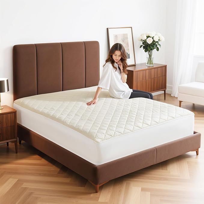 Organic Cotton King Mattress Protector - Top&Side 100% Waterproof Mattress Protectors, Breathable Organic Mattress Protector, Noiseless King Mattress Protectors Waterproof 80x76x17 in
