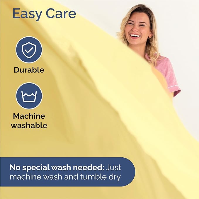 King Size 4 Piece Sheet Set - Comfy Breathable & Cooling Sheets - Hotel Luxury Bed Sheets for Women & Men - Deep Pockets, Easy-Fit, Extra Soft and Wrinkle Free Sheets - Yellow Oeko-Tex Bed Sheet Set