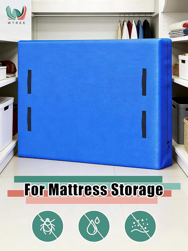 WTREE Double Shield Mattress Bag for Moving and Storage, 8 Reinforced Handles Mattress Cover with Internal Clear Mattress Protector, 170GSM Heavy Duty Tarp Mattress Mover Tool, Twin XL