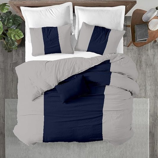 Kotton Culture 3 Pc King Size Duvet Cover Set- 100% Egyptian Cotton 600 Thread Count Ultra Soft Premium Durable Comforter Cover Zipper Closure & Corner Ties (Dashing Blue, King 104"x94")