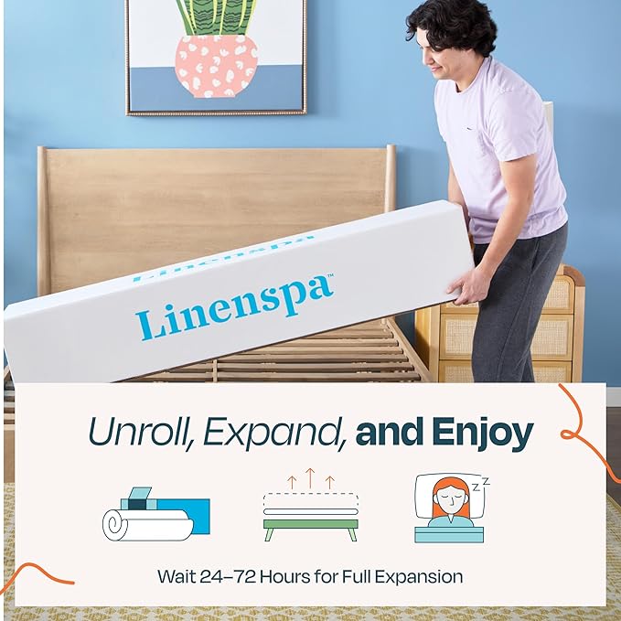 Linenspa 12 Inch Memory Foam and Spring Hybrid Mattress - Medium Plush Feel - Bed in a Box - Pressure Relief and Adaptive Support - Breathable - Cooling - Primary Bedroom - Queen Size