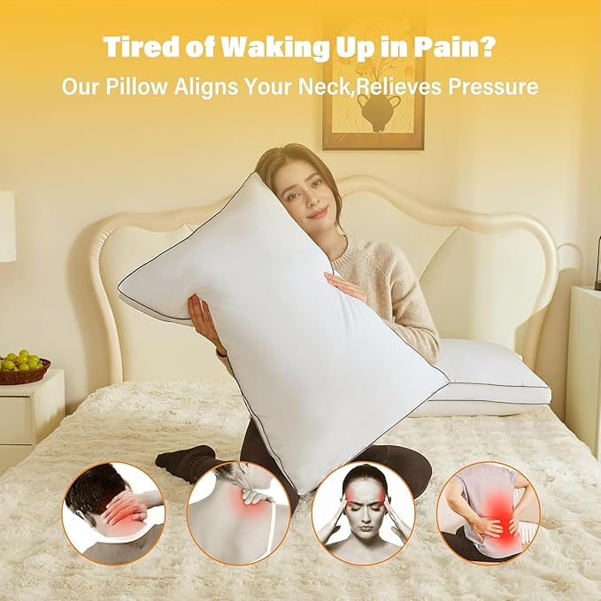 Goose Down Body Pillow for Adults - Perfect Balance of Softness and Support, Long Pillow Insert for Side and Back Sleepers, Hotel Down Long Pillows for Bed, Body Pillow Size Set of 1