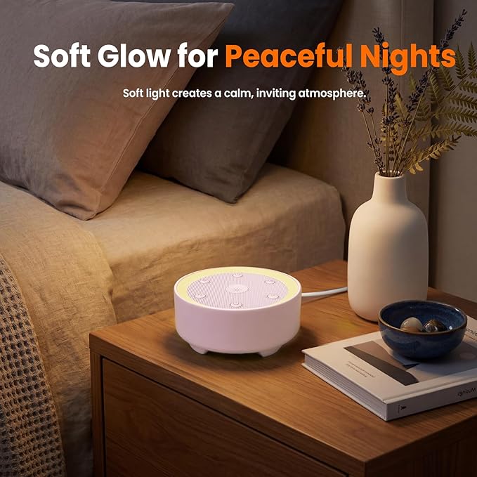 Kipcush Sleep Sound Machine - 21 High-Fidelity Non-Looping Sounds, Portable White Noise Machine for Baby, Kids & Adults, Dimmable Night Light, 6 Auto-Off Timers, USB Powered for Travel, Home & Office