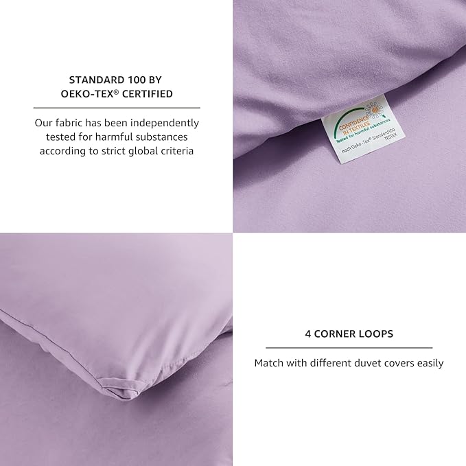 CozyLux Twin Comforter Set Lavender, 2 Pieces Twin Extra Long Solid Breathable Bedding Set for College Dorm, Twin XL Light Purple Luxury Soft Bed Set with Down Alternative Comforter and 1 Pillowcase
