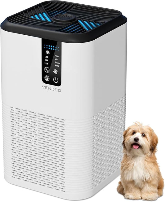 Air Purifier for Home Large Room Up to 1750ft², H13 HEPA with Sleep Mode, Air Cleaner with Aromatherapy for Office, Living Room, Bedroom, Remove Smoke Odor, Home Pets, White Black