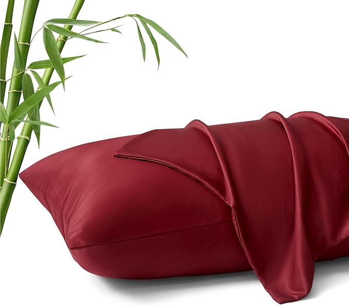 MR&HM Breathable Pillowcase 13"x18" Travel Pillow Case Set of 2, Ultra Soft Pillow Covers, Moisture-Wicking & Skin-Friendly, Envelope Closure (Burgundy)