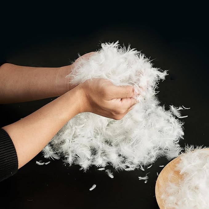Bulk Goose Down Feather Stuffing & Fill – Hypoallergenic Pillow Filling, Repair, Restuff, Fluff for Couch Cushions, Comforters, Jackets5/95-2Lb DIY