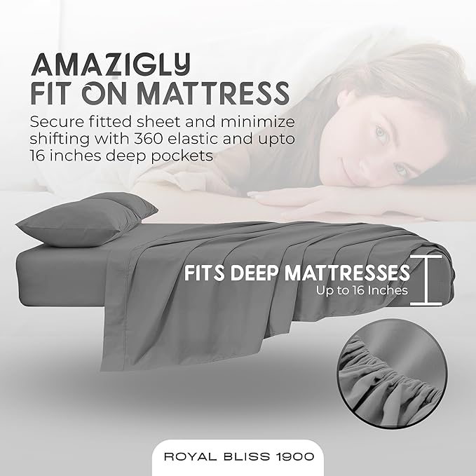 Split California King Sheets Sets - 5 Pcs Set - California King Split Sheets for Adjustable Bed Cal King Split Adjustable Bed Sheets (Dark Grey)