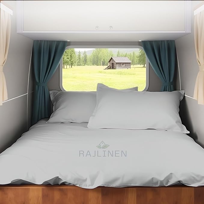 Rajlinen RV Camper King RV Camper Sheet Set (72x80) – 100% Egyptian Cotton, Soft & Cooling, 16” Deep Pocket Fitted Sheet, Luxury Hotel Quality Bedding for RVs, Campers & Motorhomes (Light Grey Solid)
