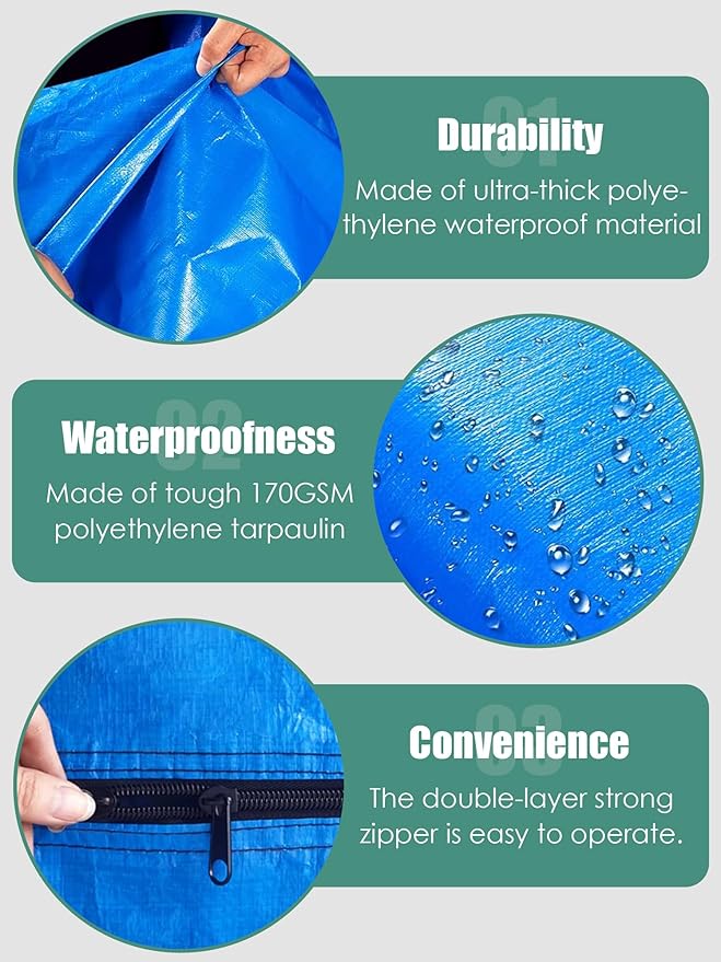 WTREE Double Shield Mattress Bag for Moving and Storage, 8 Reinforced Handles Mattress Cover with Internal Clear Mattress Protector, 170GSM Heavy Duty Tarp Mattress Mover Tool, Twin XL