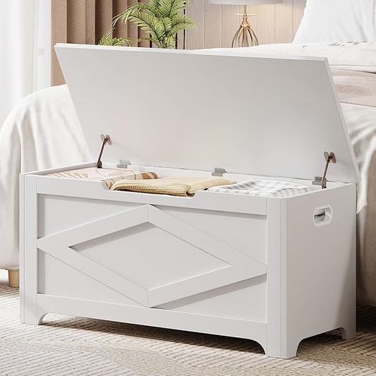 GAOMON Storage Chest, Wooden Storage Bench, Modern Style Lift-Top Shoes Bench with Safety Hinge for Entryway, Bedroom, Living Room, Supports 300 Lb and Easy Assembly