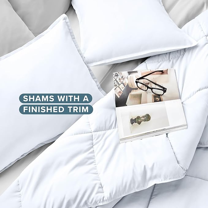 Bare Home Comforter Set - King/California King Size - Ultra-Soft - Goose Down Alternative - Premium 1800 Series - All Season Warmth (King/Cal King, White)
