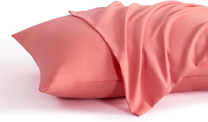 NTBAY King Pillow Cases Set of 2, 2 Pack Brushed Microfiber 20x40 Pillow Cases, Soft, Wrinkle, Fade, Stain Resistant Coral Pink Pillow Cases with Envelope Closure, 20x40 Inches, Coral Pink
