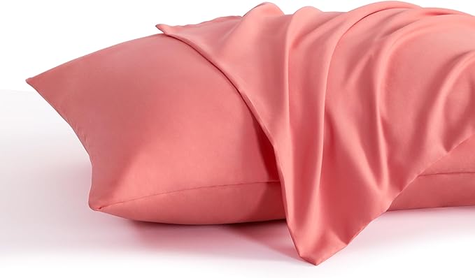 NTBAY Queen Pillow Cases Set of 2, 2 Pack Brushed Microfiber 20x30 Pillow Cases, Soft, Wrinkle, Fade, Stain Resistant Coral Pink Pillow Cases with Envelope Closure, 20x30 Inches, Coral Pink