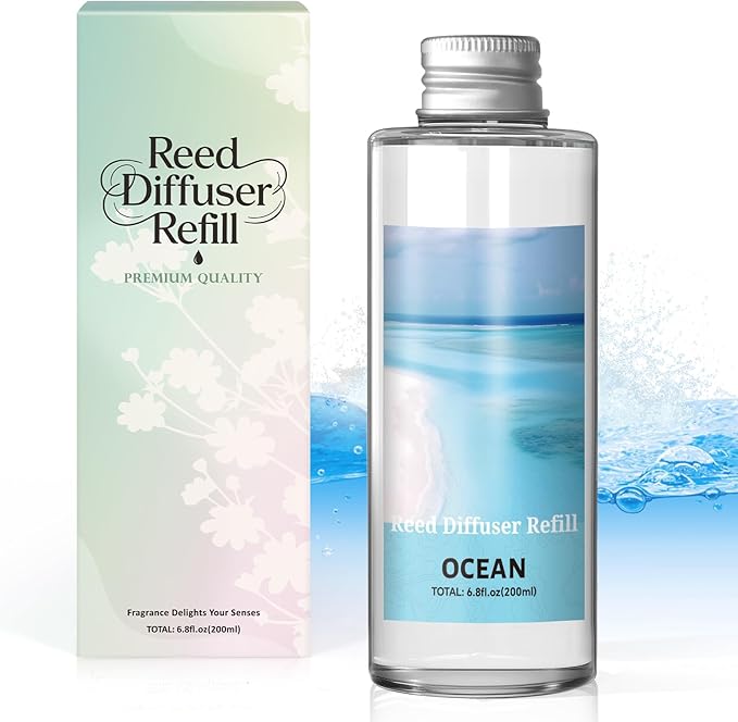 SCENTORINI Reed Diffuser Oil Refill, Ocean Diffuser Oil 6.76 Fl Oz, Natural Scented Essential Oil Refill Long Lasting Summer Home Fragrance for Bathroom Room Spa Aromatherapy Hotel Decor