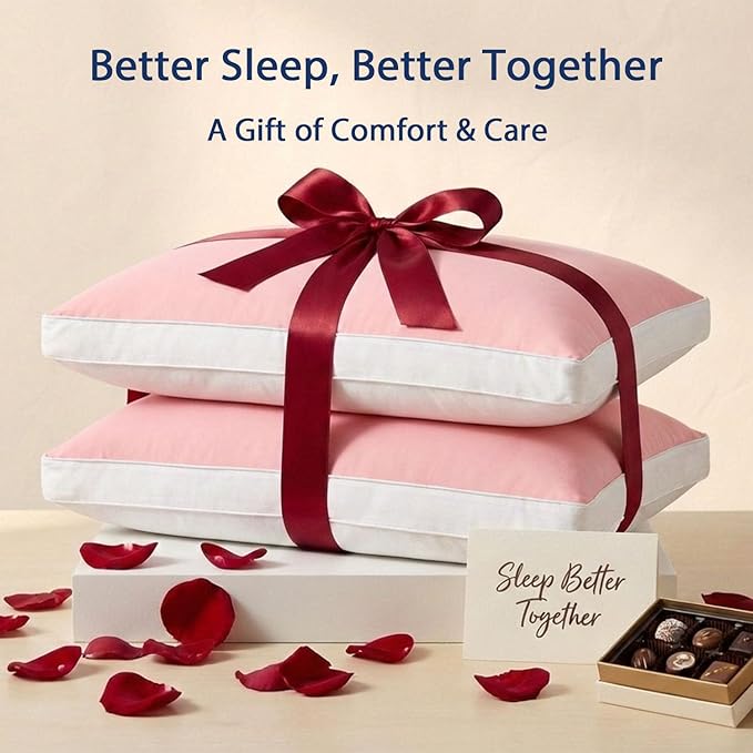 MEELUS Silky Soft Pillows Queen Size Set of 2, Reversible Down Alternative Bed Pillows, Skin Friendly Cool Fabric for Hair & Skin, Luxury Hotel Quality, Cooling Pink, 20 x 30 Inches