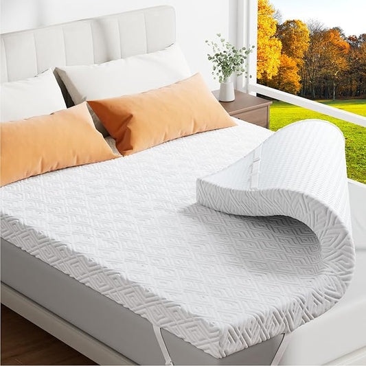 Memory Foam Mattress Topper - 3 Inch Gel Mattress Pad for Pressure Relief, Premium Soft Cooling Sleep Bed Topper, Non-Slip Design with Removable & Washable Cover,Cal King