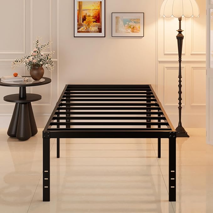 Maenizi 20 Inch Twin XL Bed Frames, Metal Twin XL Platform Bed Frame Support Up to 2500 lbs, No Box Spring Needed, Easy Assembly, Noise Free, Black