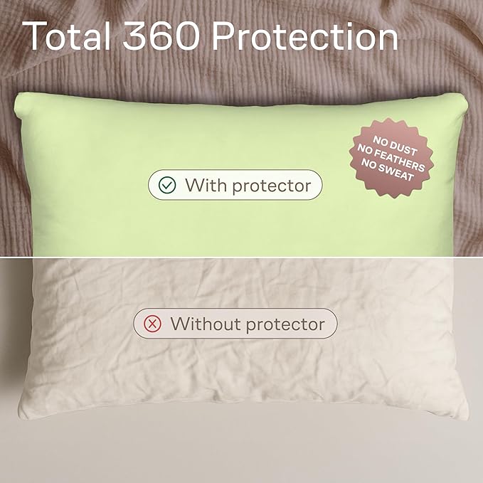 Ultra Soft Pillow Protectors with Zipper Queen Size - Set of 4 Breathable Pillow Covers - 100% Protection Against Stains, Dust & Dirt - Machine Washable (Sage)