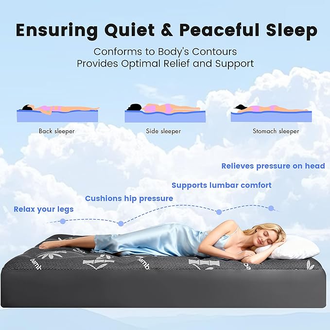 Mattress Topper Twin XL Size - Viscose Made from Bamboo Pillow Top Mattress Pad with Deep Pockets - Soft Mattress Topper for Back Pain Relief(39"x80",Black)