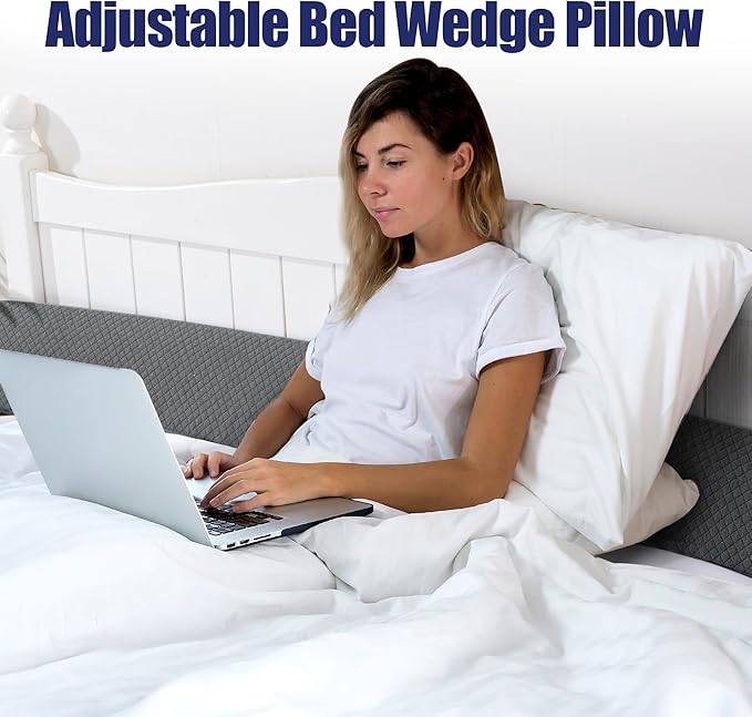 HOMBYS Wedge Pillow Headboard for Bed Gap,Foldable Bed Wedge Gap Filler King Size,Matterss Gap Filler,Multi Functional Bed Crack Pillow, Fill The Gap (0-7") Between Your Headboard and Mattress,Grey