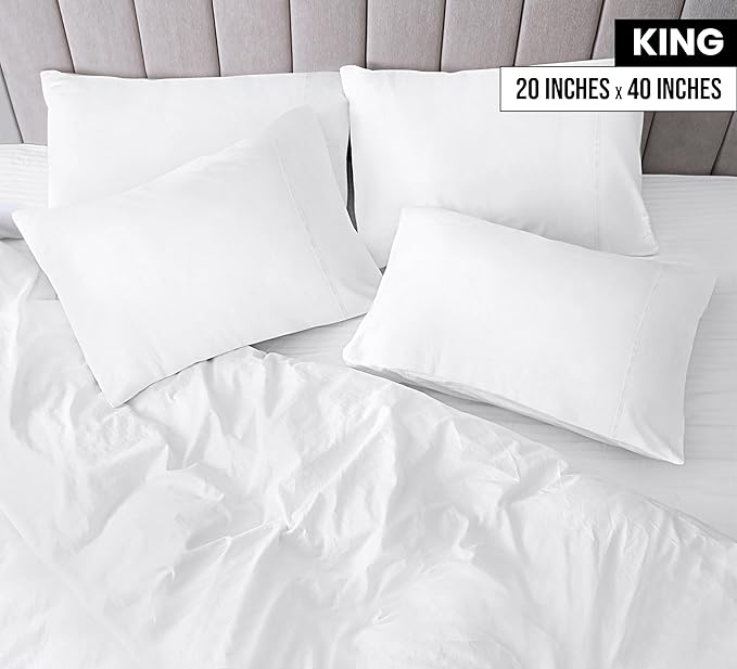 Utopia Bedding King Pillow Cases - 4 Pack - Envelope Closure - Soft Brushed Microfiber Fabric - Shrinkage and Fade Resistant Pillow Covers King Size 20 X 40 Inches (King, White)