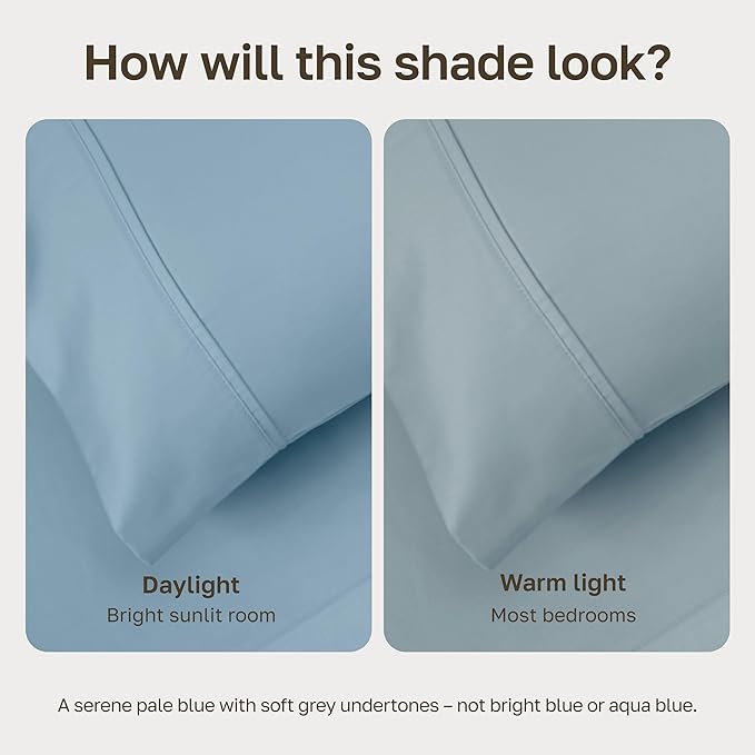 California Design Den Natural 100% Long Staple Cotton Duvet Cover Queen Size/Full Size Only Premium 400 Thread Count Duvet Cover Queen Size Cotton, Soft Weave, Button Closure Corner Ties - Sky Blue