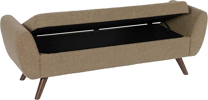 HomePop Modern Storage Bench with Wood Legs |Homepop Home Décor|Bench with Storage for Living Room & Bedroom - Brown