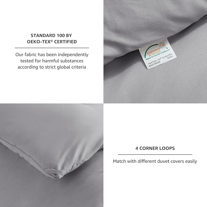 CozyLux King Size Comforter Set Grey, 3 Pieces Solid Comforters King Size Breathable Quilted Bedding Sets, Gray Luxury Soft Lightweight Bed Set with Down Alternative Comforter and 2 Pillowcases
