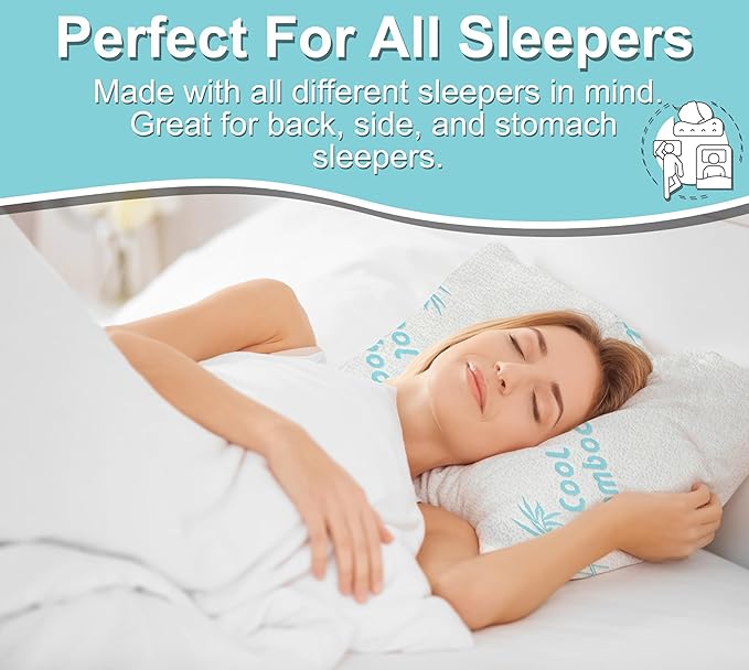 Kova Harper Cooling Rayon of Bamboo Pillows King Size for Sleeping, +1 Extra Washable Zippered Breathable Cover Soft Shredded Adjustable Memory Foam, Relieves Neck Pain for Back/Stomach/Side Sleeper