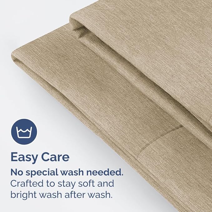 Standard Pillow Cases Set of 4 - Soft Hotel Quality Pillowcase Covers - Comfy Bedding for Women, Men, Kids & Teens - Machine Washable Pillow Protectors - 4 Piece Set - Standard Size Heathered Beige