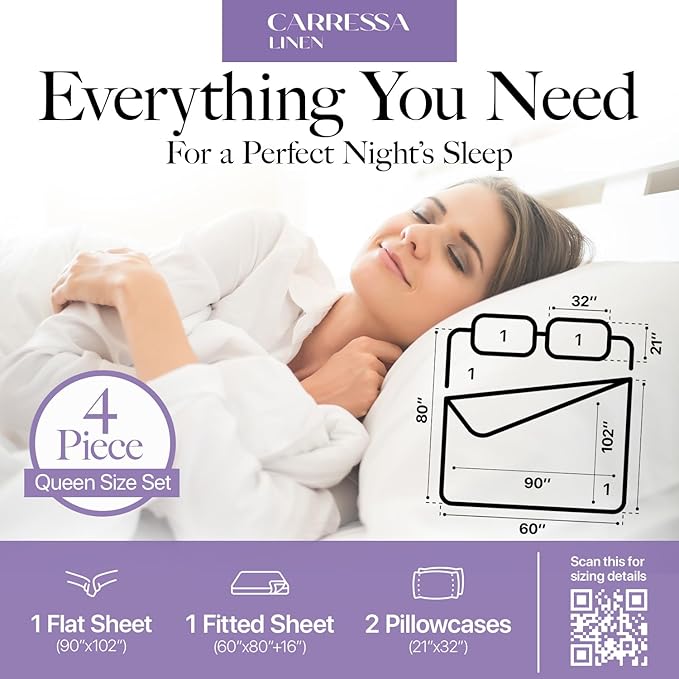 Carressa Linen 100% Egyptian Cotton Queen Sheet Set - 600 Series Hydrangeas Collection Egyptian Cotton Queen Sheets Set (4 PC, Navy Blue), 16" Deep Pocket Sateen Weave Luxury Hotel Bed Sheet