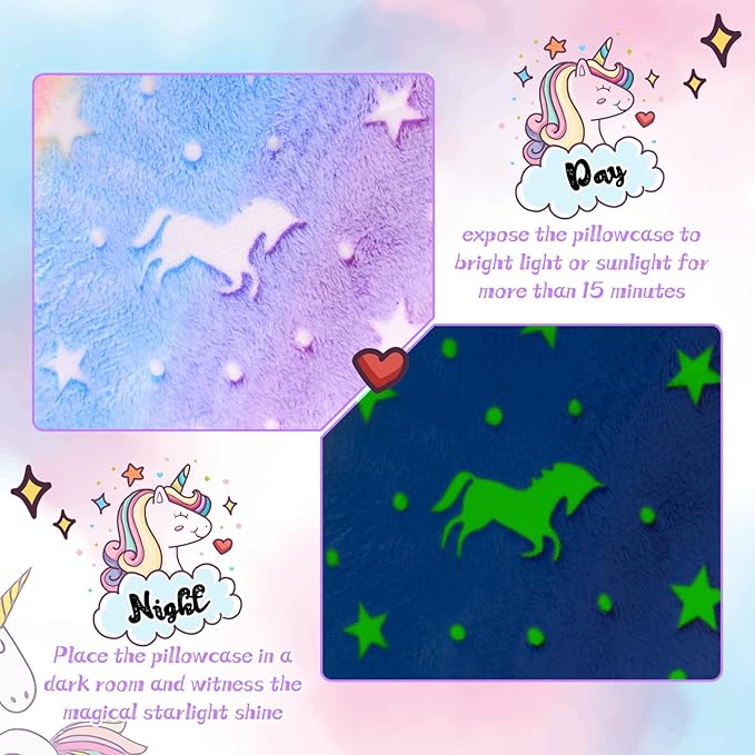 Cloele Body Pillow Cover Glow in The Dark Long Pillow Cases Full Length Pillow Case - 21x54 inches Unicorns Ultra Soft Body Pillowcase for Kids Girls Decorative Body Pillow Pillowcases(Only Cover)
