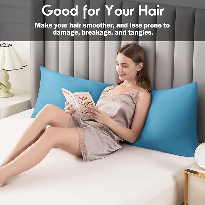 Body Pillowcase with Zipper Cooling Viscose from Bamboo Zippered Pillowcases, Cool & Breathable Body Pillow Cover for Hot Sleepers and Night Sweats, 20" x 54"