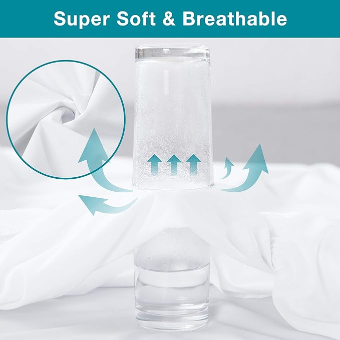 Lunsing Soft 2 Pack Twin XL Size Waterproof Mattress Protector with 6-16 Inches Deep Pocket, White