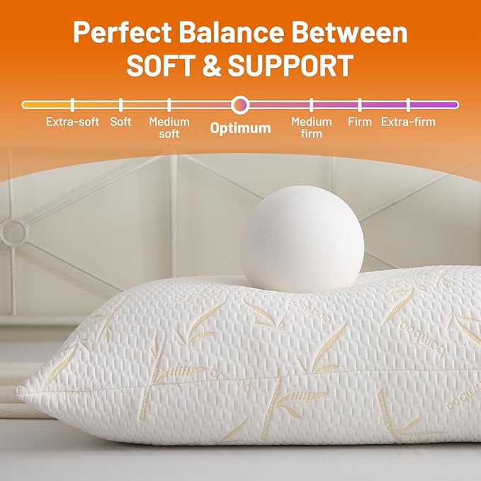 Primesoft Full Body Pillow with Removable Pillowcase for Adults,（Memory Foam Filling）（Long Pillow for Side Sleepers） （Fluffy and Firm）（Adjustable Filling）（20×54 Inch，Gold）