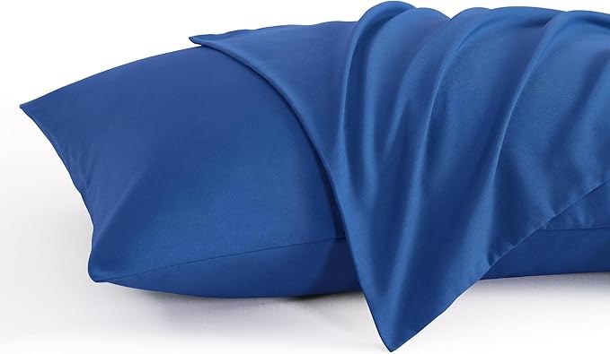 NTBAY Standard Pillow Cases Set of 2, 2 Pack Brushed Microfiber 20x26 Pillow Cases, Soft, Wrinkle, Fade, Stain Resistant Royal Blue Pillow Cases with Envelope Closure, 20x26 Inches, Royal Blue