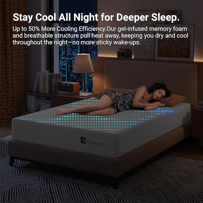 Avenco 12 Inch Full Gel Memory Foam Mattress, Open-Cell Breathable Foam for Cooling Night Sleep, Removable Washable Cover, CertiPUR-US Certified Full Size Mattresses in a Box
