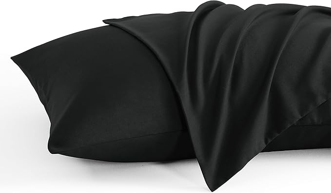 NTBAY Queen Pillow Cases Set, 2 Pack Brushed Microfiber 20x30 Inches, Soft, Wrinkle, Fade, Stain Resistant Black Pillow Cases with Envelope Closure