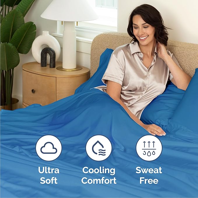 Queen Size 4 Piece Sheet Set - Comfy Breathable & Cooling Sheets - Hotel Luxury Bed Sheets for Women & Men - Deep Pockets, Easy-Fit, Soft and Wrinkle Free Sheets - Royal Blue Oeko-Tex Bed Sheet Set