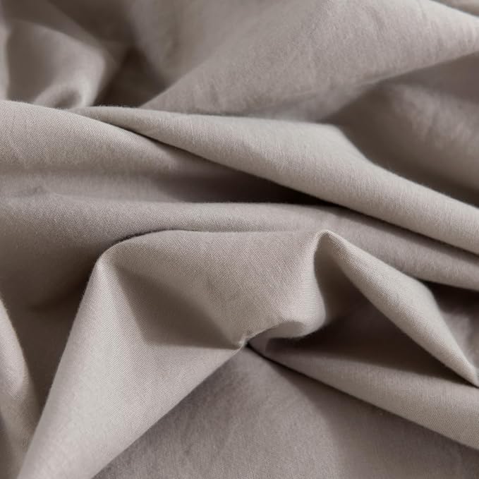 NEXHOME PRO Duvet Cover Set King Size Linen Look Organic Natural 100% Washed Cotton Duvet Cover Linen Cream Grey 3 Pieces Bedding Set with Zipper Closure, Breathable, Lightweight (No Comforter)