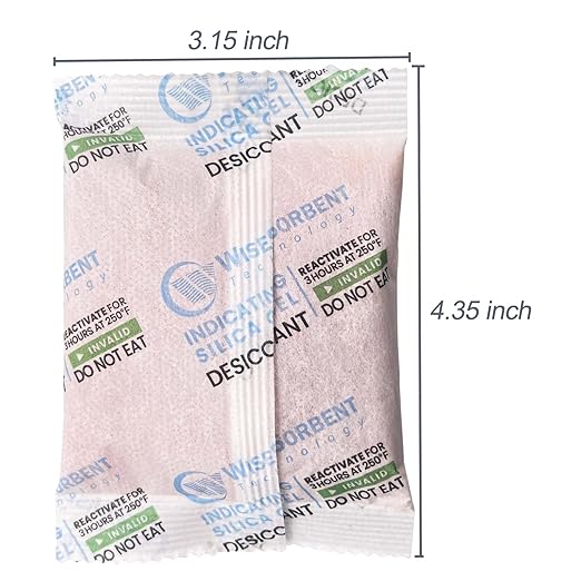 Wisesorb [30 Packs] 50g Desiccant Packs, Indicating Silica Gel Packets, Rechargeable Desiccant Packs, Desiccant Moisture Absorber for Storage