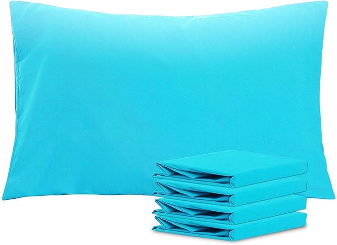 NTBAY Queen Pillowcase Set - 4 Pack Brushed Microfiber 20x30 Pillowcases - Soft, Wrinkle-Free, Fade-Resistant, Stain-Resistant, Blue Pillowcases with Envelope Closure - 20x30 Inches, Blue