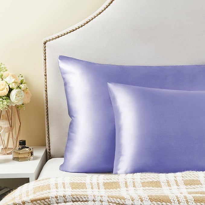 BEDELITE Satin Pillowcase for Hair and Skin, Super Soft and Cooling Similar to Silk Pillow Cases 2 Pack with Envelope Closure, Gift for Women Men(20"x40" King Size, Lilac)
