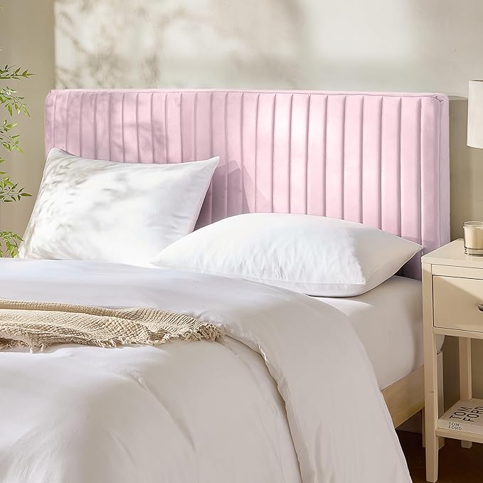 Hearth & Harbor Full Headboard Only, Floating Wall Mounted Headboard Full Size, Easy Assemble Upholstered Peel and Stick Headboards, 3D Soundproof Bed Wall Panels, Velvet Stick on Headboards, Pink