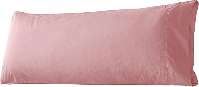 WhatsBedding Body Pillow Cover Cotton Fabric, Long Pillowcase Breathable & Skin-Friendly, Envelope Closure - Foggy Pink (20x54 inch)