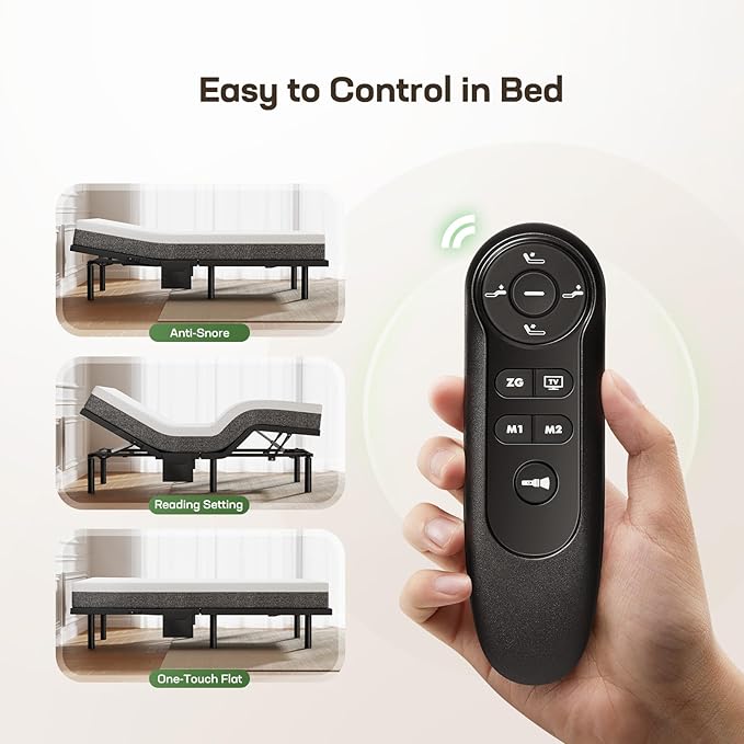 Marsail Queen Adjustable Bed Base Frame, 4 Ports USB A&C Adjustable Bed Base with Under-Bed Nightlight, 3 Minutes Fast Assembly, Wireless Remote Control Adjustable Bed with 4 Height Options